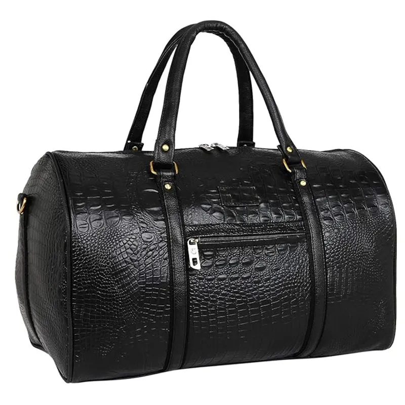 Luxury black croco texture leatherette duffle bag bulk corporate gifting