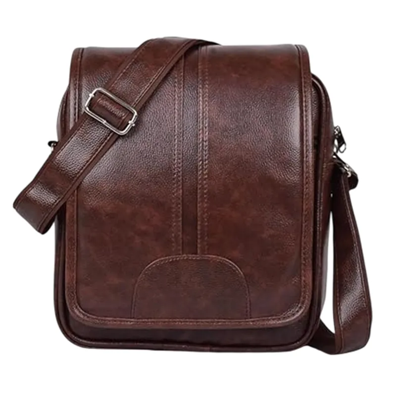 Brown leatherette messenger sling bag bulk corporate gifting