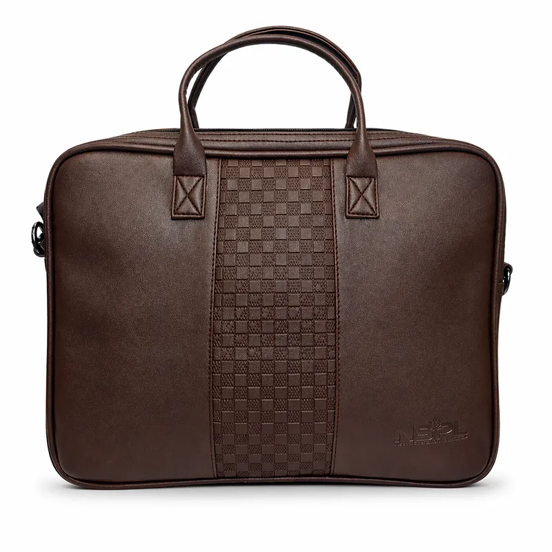 Premium laptop bags manufacturer corporate executive Brown laptop bag in bulk for office professionals with padded laptop compartment and logo branding option