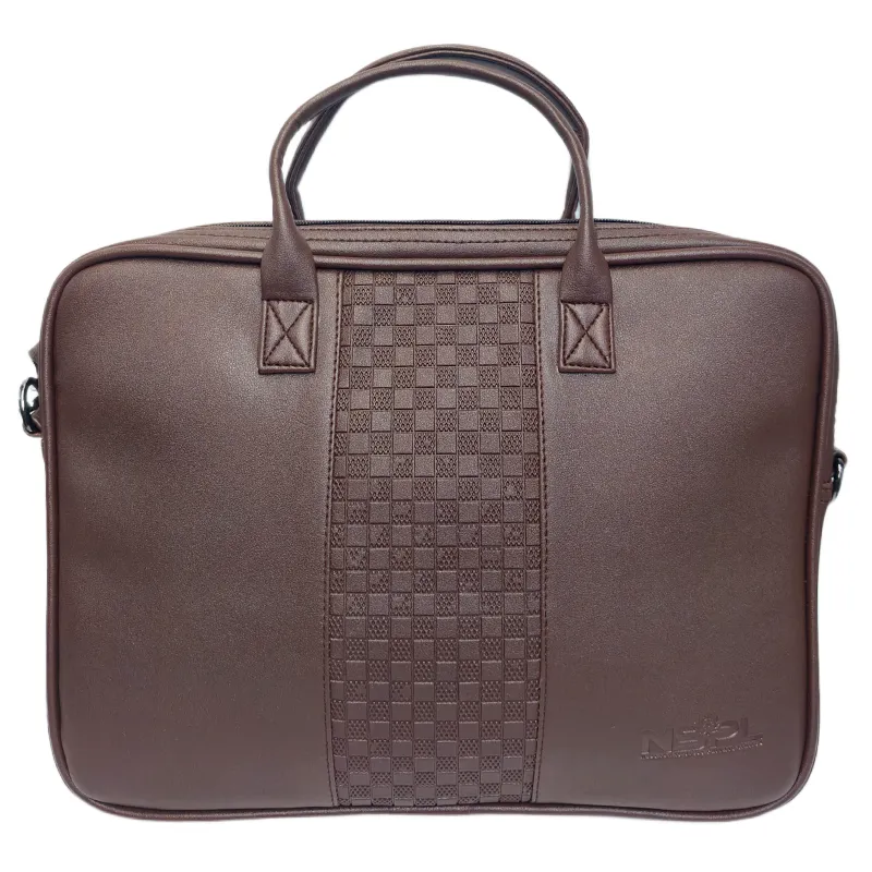 Brown premium corporate laptop bag with padded laptop compartment, zipper closure and executive design for B2B corporate gifting