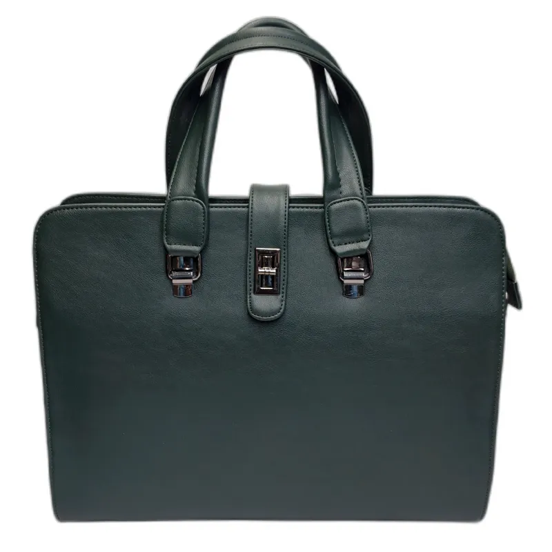 Dark green leatherette laptop briefcase bulk corporate gifting