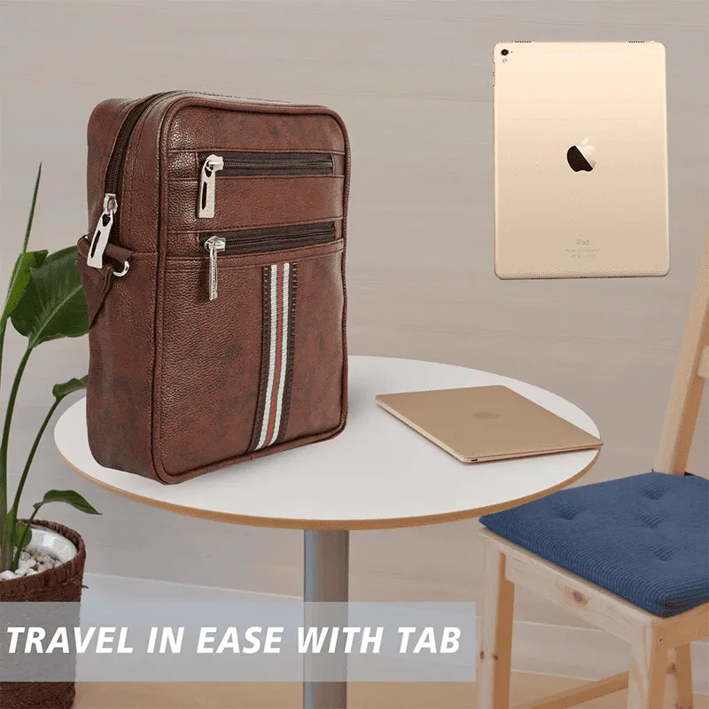 Customized sling bags bulk premium leather corporate sling bag with adjustable strap and zipper pockets for promotional gifting