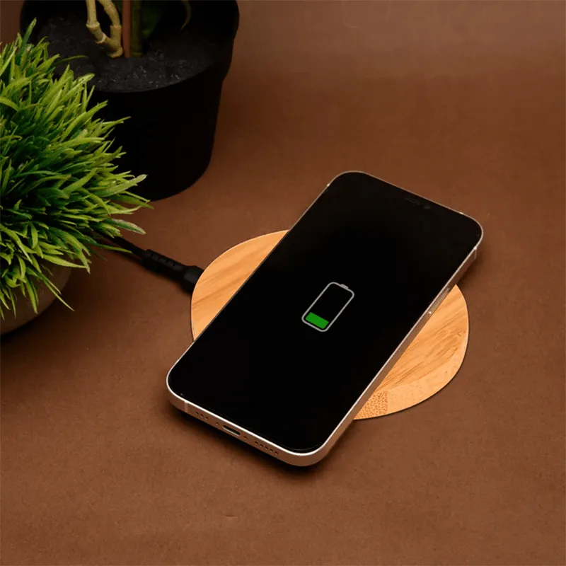 Eco-friendly bamboo wireless charger pad for corporate gifting bulk order by Galaxy Bags Mumbai