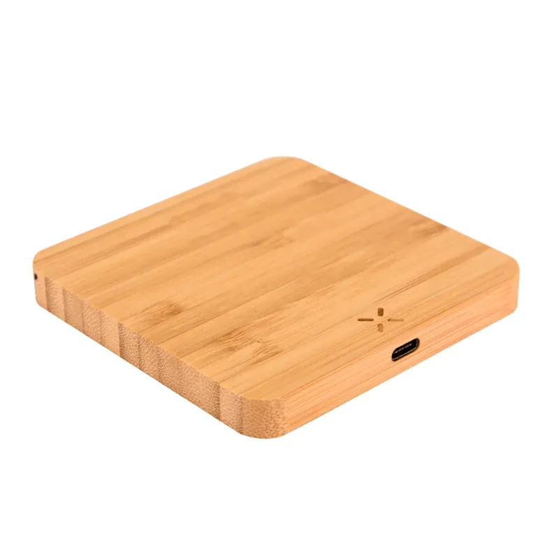Eco-friendly bamboo wireless charging pad for corporate gifting bulk order with fast wireless charging support for smartphones
