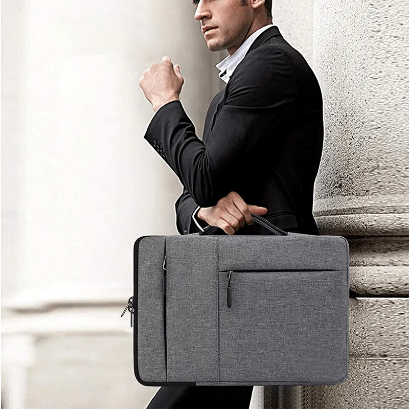 Customized laptop sleeves with logo water resistant corporate laptop sleeve with front pocket and zipper for employee gifting and promotional branding