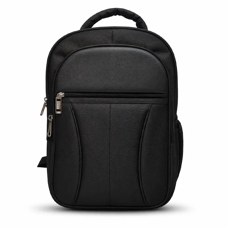 Black laptop backpack for bulk corporate gifting by Promotional Bags Supplier India with multiple compartments and durable design