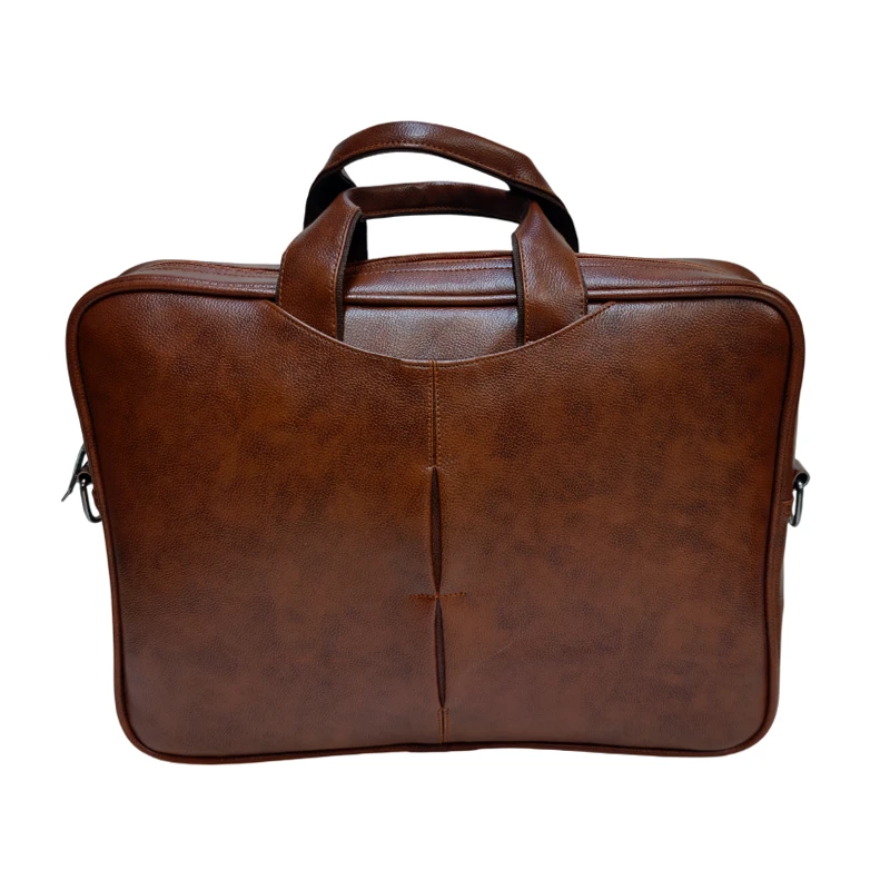 Premium brown leather office laptop bag by Custom Laptop Bags Manufacturer for corporate gifting in bulk business events and promotions.