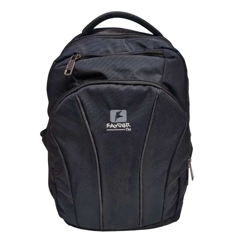 Black corporate laptop backpack with multiple compartments by corporate gifting bags supplier india for bulk employee gifting in events, promotions in office and business.