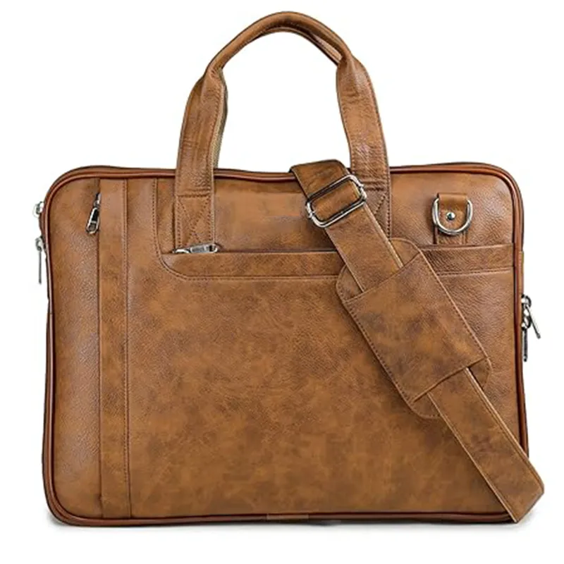 Brown Pu leather laptop bag executive office briefcase by corporate bags supplier Mumbai for corporate gifting and business gifting