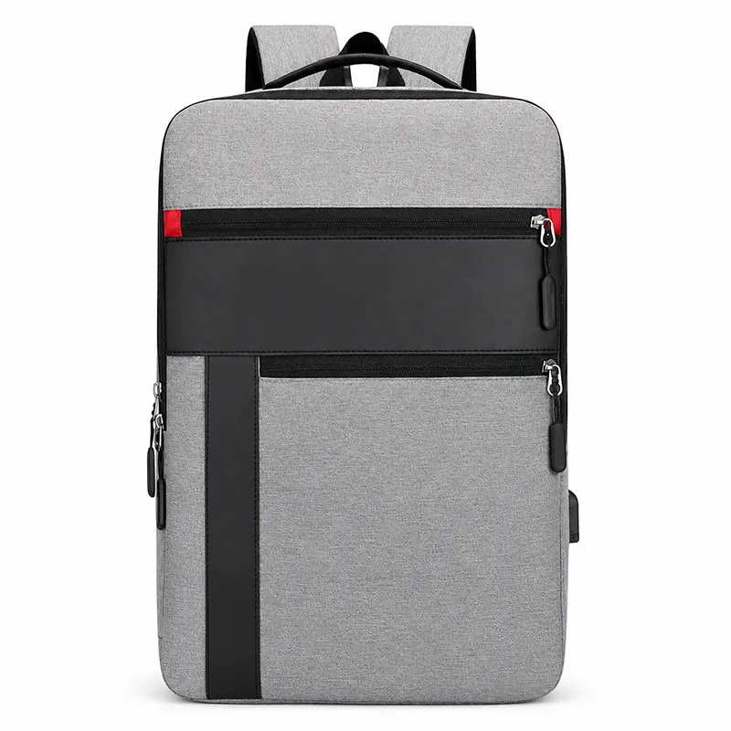 Modern grey and black event giveaway backpacks for corporate gifting and promotional branding